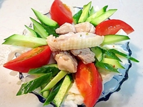 さっぱりあっさり!野菜がたっぷり鶏の冷しゃぶ